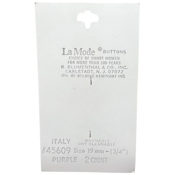 Vintage La Mode Purple Italy Buttons 2 Count 19mm Sewing Crafts - Picture 2 of 2